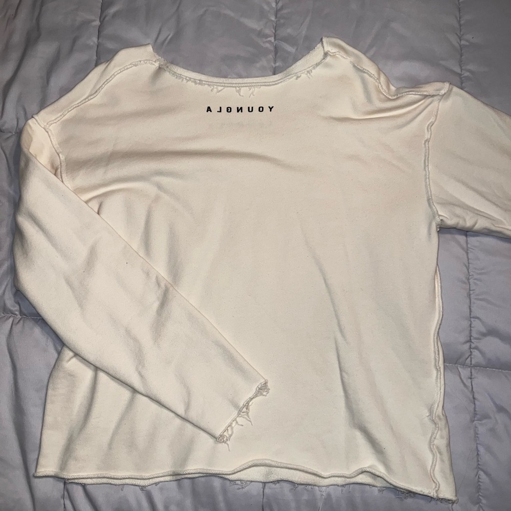 YoungLA raw edge terry reversible crewneck - cream - Men size M